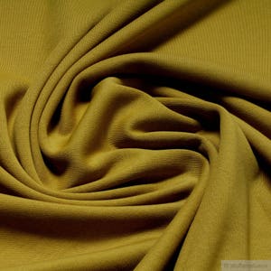 Fabric pure cotton interlock jersey mustard t-shirt soft stretchy