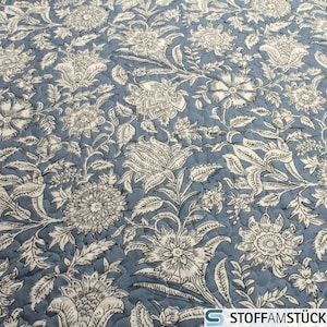 Fabric Polyester Quilted Fabric Jeans Blue Flower 270 cm Matelassé image 4