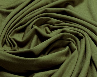 Stoff Bambus Elastan Single Jersey khaki atmungsaktiv knitterarm oliv