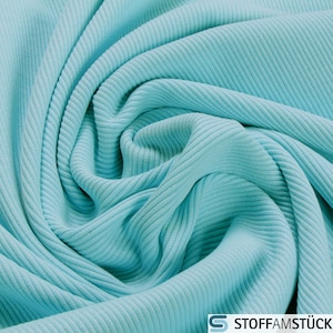 Fabric cotton elastane rib jersey light turquoise knit jersey