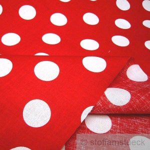 Fabric pure cotton dots big red white cotton fabric image 3