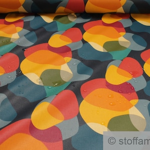 Fabric cotton acrylic colourful circle retro coated water repellent