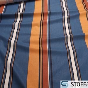 Fabric Cotton Block Stripes Cappuccino Jeans Blue cotton fabric 160 cm wide stripes