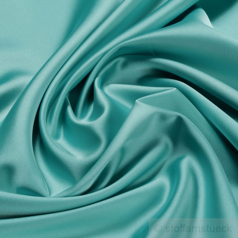 Fabric Polyester Elastane Satin Turquoise Opaque Elastic Etsy