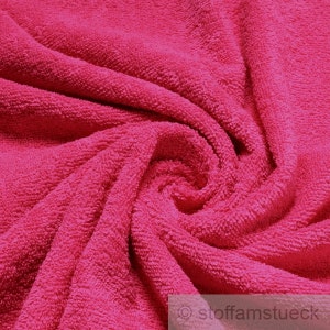 Fabric pure cotton terry cloth hot pink towelling toweling fuchsia