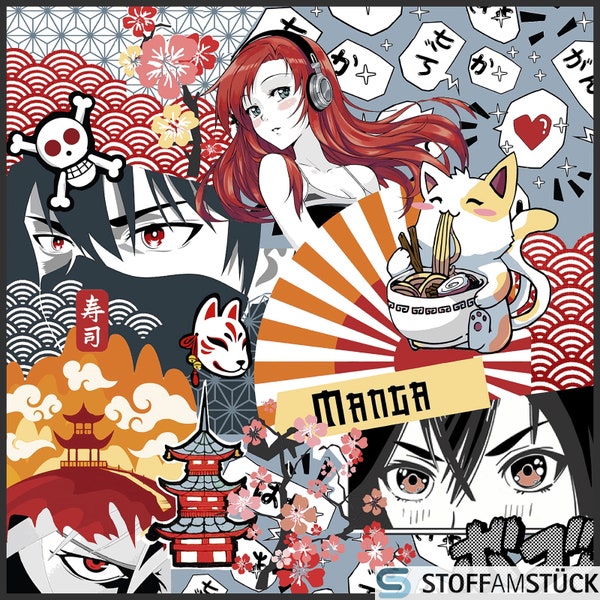 Fabric Cushion Panel Imitation Leather Anime 45 cm x 45 cm Digitally Printed Japanese drawing trick