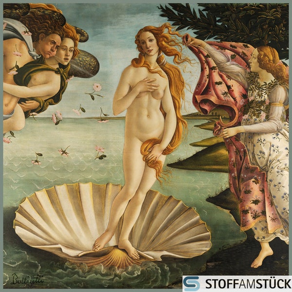 Panneau de coussin en tissu simili cuir La Naissance de Vénus 45 cm x 45 cm imprimé numériquement Sandro Botticelli