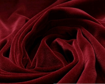 Fabric cotton polyester nicki bordeaux deep red soft