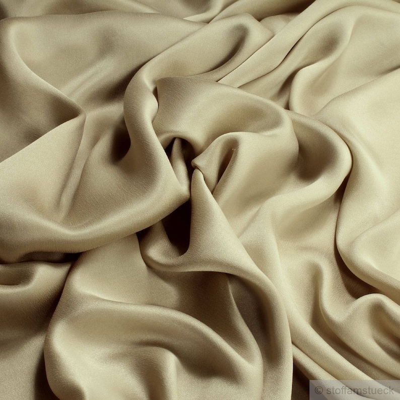 Fabric pure silk satin champagne cuddly flowing light