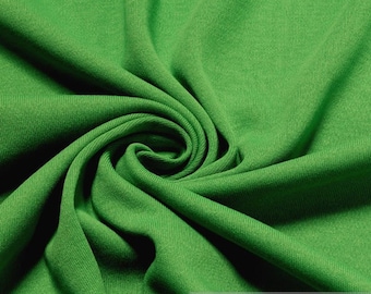 Stoff Baumwolle Interlock Jersey grün T-Shirt Tricot weich dehnbar grasgrün