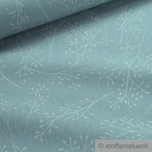 Fabric Cotton Polyester Canvas blue silver grass linen look French blue grass