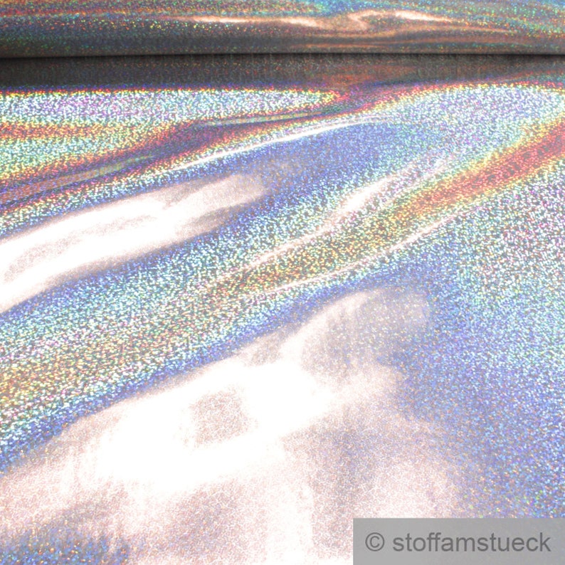 Fabric leather imitation glitter silver rainbow colour colourful glimmering
