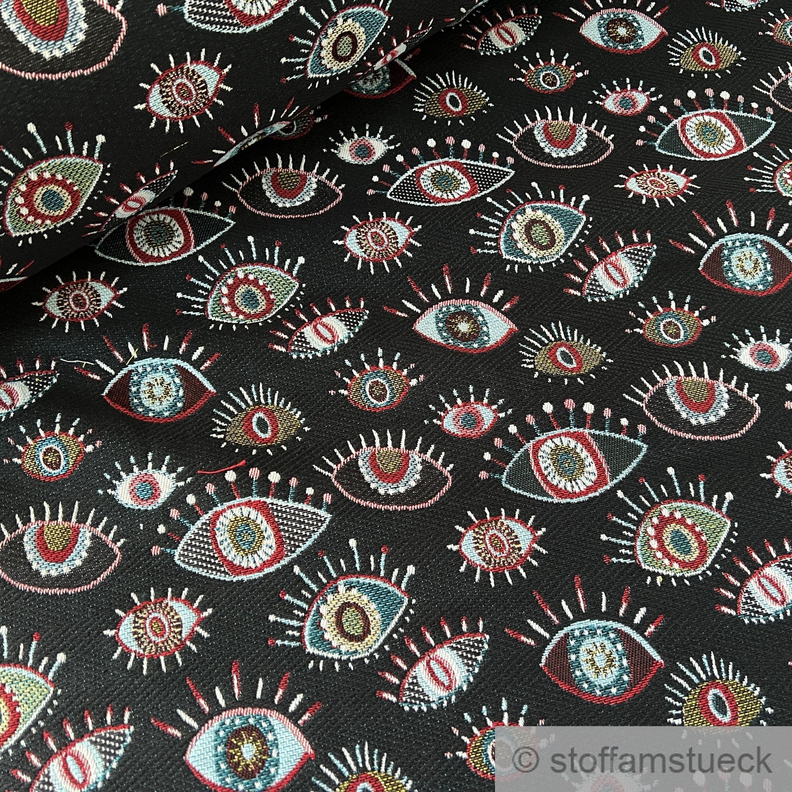 Gobelin-Stoff Pink Mit Augen-Muster – 1 Meter X 150 Cm, Blickdicht & Waschbar