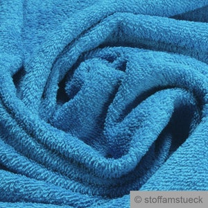 Fabric pure cotton terry cloth blue towelling toweling