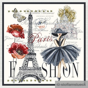 Fabric Cushion Panel Polyester Cotton Tapestry White Paris Audrey Hepburn 50 x 50 cm