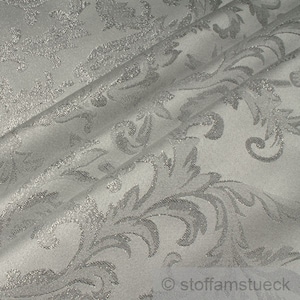 Fabric polyester jacquard ornament white silver lurex silver brocade baroque rococo 280 cm