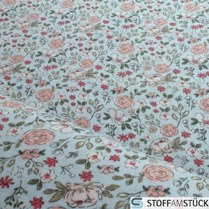 Stoff Baumwolle Musselin hellblau Blume zart Double Gauze Gaze Blümchen Blüte