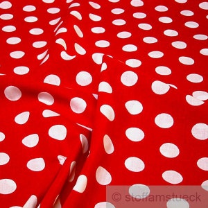 Fabric pure cotton dots big red white cotton fabric image 1