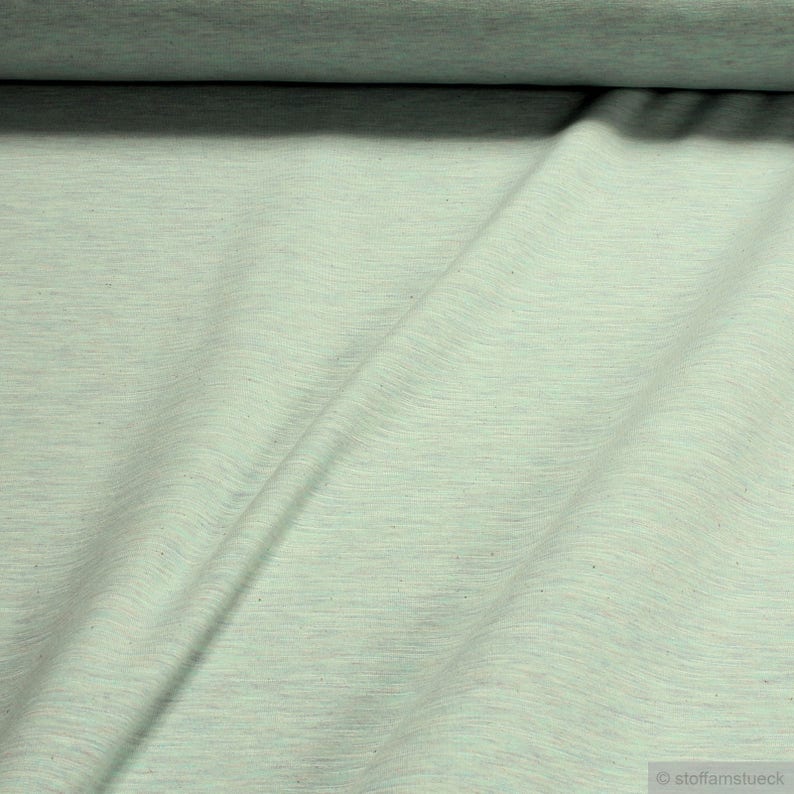 Fabric cotton polyester elastane single jersey pastel turquoise mottled roughened winter-sweat