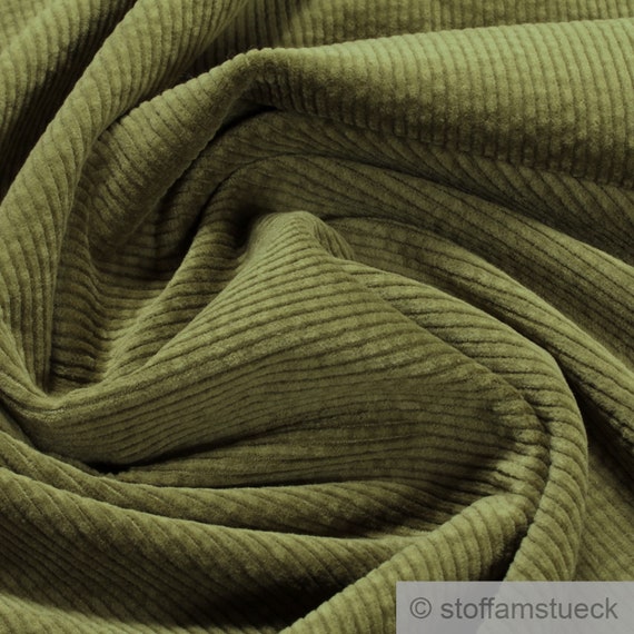 Fabric Pure Cotton Elastane Manchester Corduroy Olive Cable