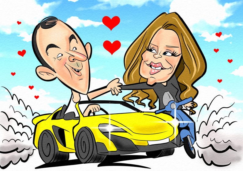 Custom Caricature Portrait: Quirky Color Drawing from Photo (Digital) image 12