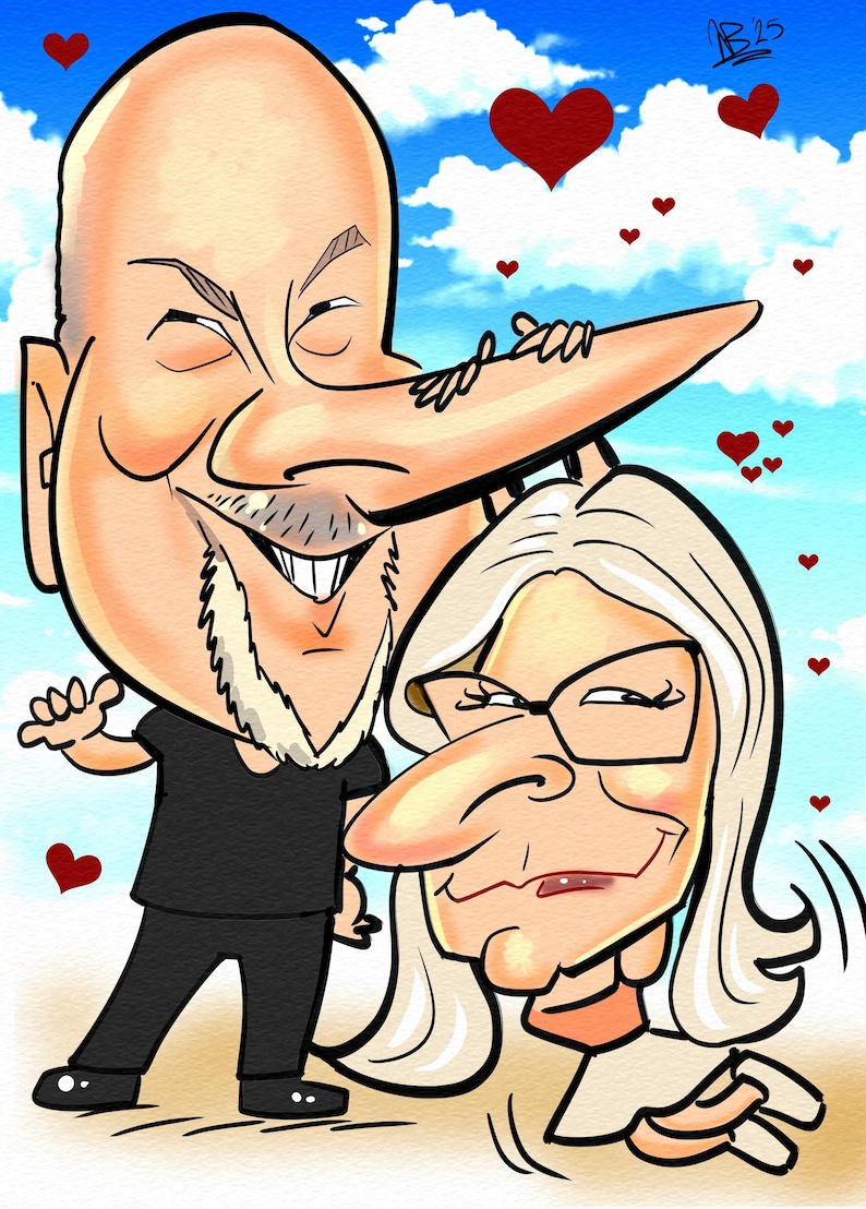 Custom Caricature Portrait: Quirky Color Drawing from Photo (Digital) image 15