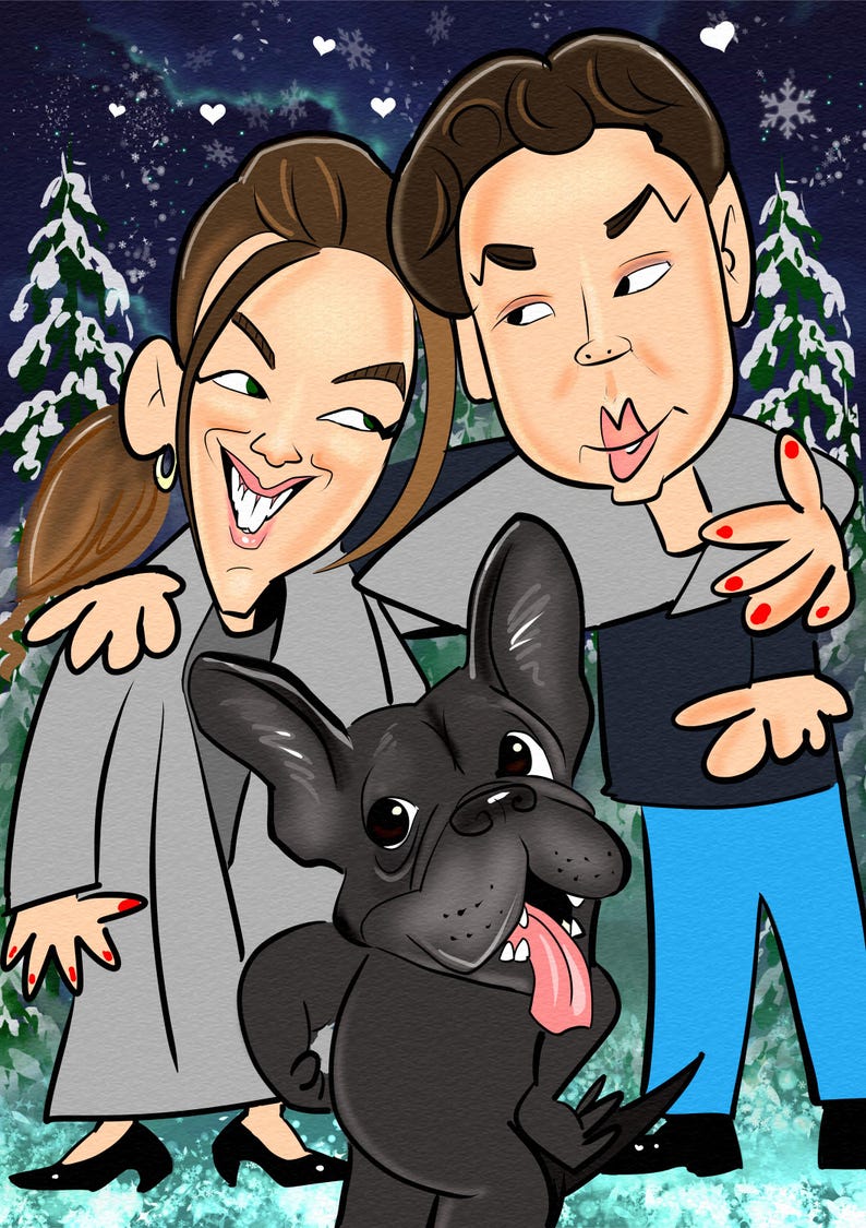 Custom Caricature Portrait: Quirky Color Drawing from Photo (Digital) image 4