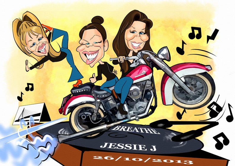 Custom Caricature Portrait: Quirky Color Drawing from Photo (Digital) image 18