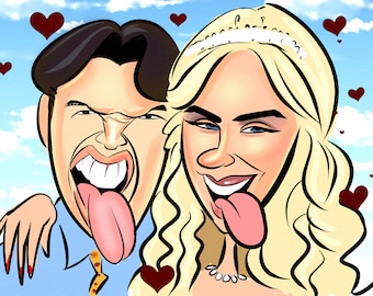 Personalized Caricature Portrait: Custom Digital Color Cartoon Drawing From Photo