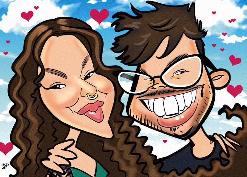 Custom Caricature Portrait: Quirky Color Drawing from Photo (Digital) image 16