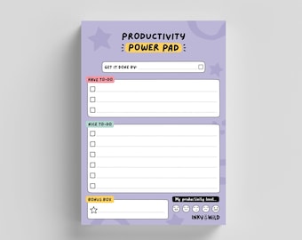 A6 Productivity Power Pad Notepad Motivational Desk Pad Daily Planner To Do List for Stress and Anxiety Relief