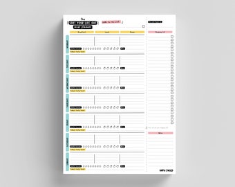 Sort Your Life Out Meal Planner Notepad | A4 Weekly Food Diary | Diet Health Tracker Shopping List | Family Meal Prep | Motivational Pad