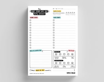 Sort Your Life Out Daily Planner | A5 Desk Pad | Work/Life Balance To-Do List | Motivational Notepad | Cute Student Agenda | Family Schedule