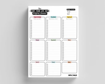 Magnetic Shopping Planner | A5 Weekly Grocery List | Organisational Food Notepad with Budget Tracker | Family Meal Planner