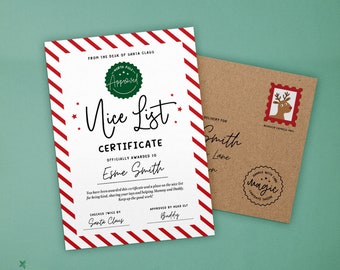 Personalised Santa's Nice List | Official Certificate with Kids Name | Father Christmas | Surprise for Children | Letter from the North Pole