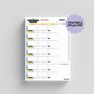 PRINTABLE A4 Meal Planner Weekly Food Diary Diet Health Tracker with Shopping List Meal Preparation Guide