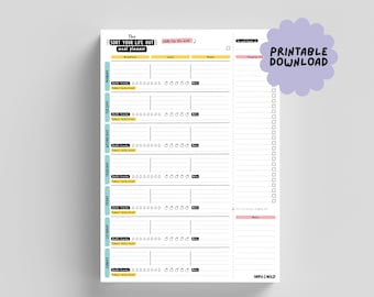 PRINTABLE A4 Meal Planner Weekly Food Diary Diet Health Tracker with Shopping List Meal Preparation Guide