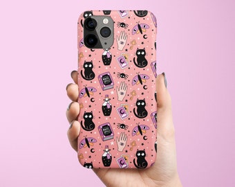 Magical & Mystical Phone Case | Witchy Halloween Pattern | Cute Spooky Cat  | Modern Design | iPhone 15, Samsung, Google Pixel, LG