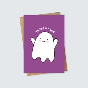 あなたは私のブーです。彼または彼女の秋の誕生日やハロウィンに贈るかわいいゴーストグリーティングカード