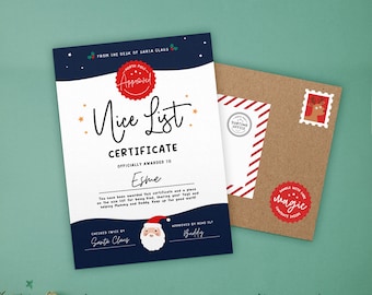 Personalised Santa's Nice List - Starry Skies | Official Certificate Kids Name | Father Christmas | Surprise | Letter from the North Pole
