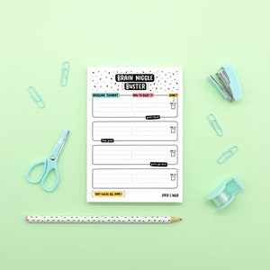 A6 Brain Niggle Buster Notepad Motivational Desk Pad Daily Planner To Do List for Stress and Anxiety Relief