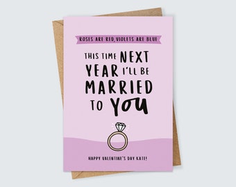 This Time Next Year Personalised Valentine's Day Card for Him or Her Fiancee or Fiance Engaged Couple