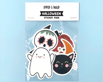Halloween 6-Piece Vinyl Sticker Pack Autumnal Fall Spooky Season Cute Decorative Planner Stickers