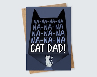 Cat Dad Superhero Themed Card Cute Illustration for Birthday or Father's Day