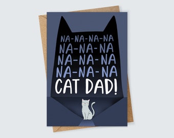 Cat Dad Superhero Themed Card Cute Illustration for Birthday or Father's Day