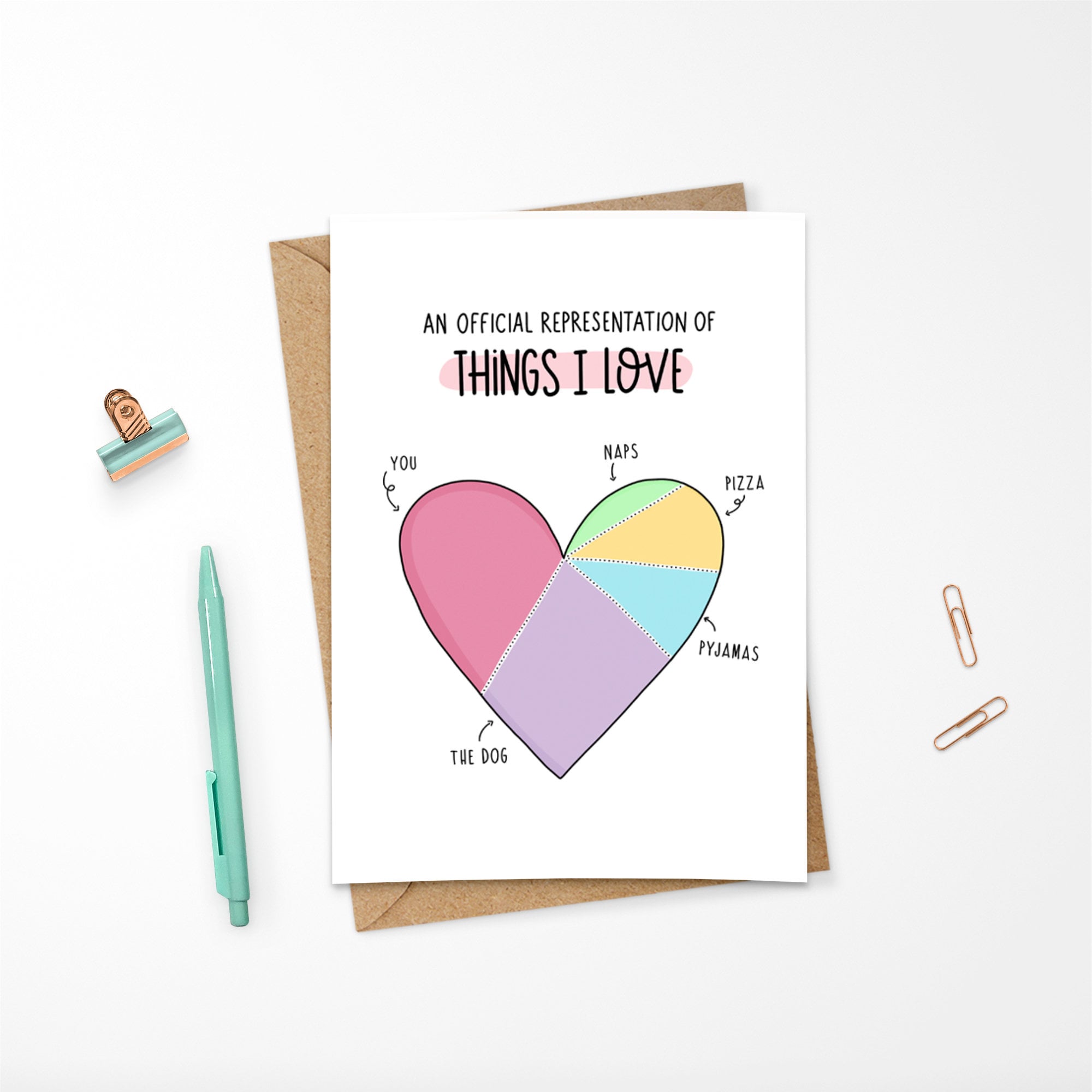 Personalised Pie Chart Love Card Funny Romantic Custom | Etsy