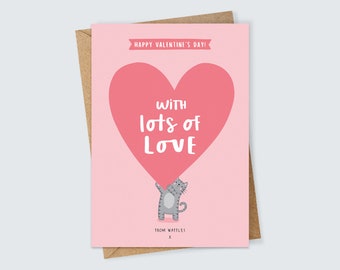 Personalised From the Cat Valentine's Day Card with Pet Name and Cat Illustration for Cat Mum or Dad