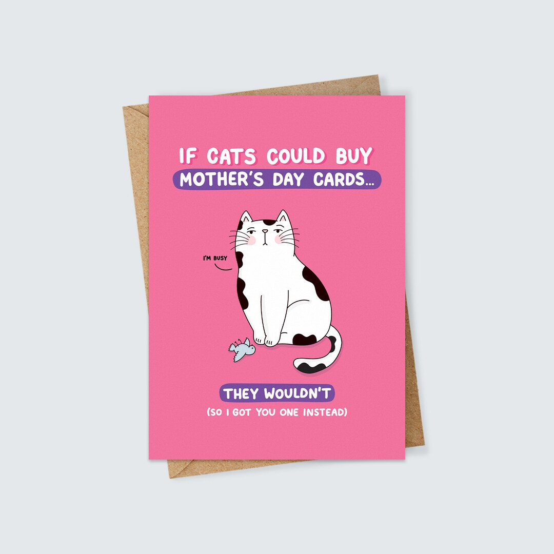 Funny Mother's Day Cat Card for Mum Animal Lovers Crazy Cat Lady Pet ...
