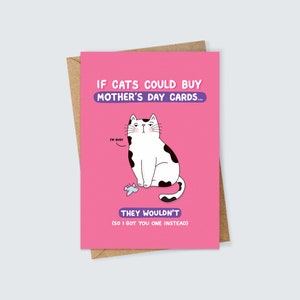 Carte drôle de chat pour la fête des mères pour les mamans qui aiment les animaux, fou, chat, dame, animal de compagnie, illustration, humour, sarcastique, chat