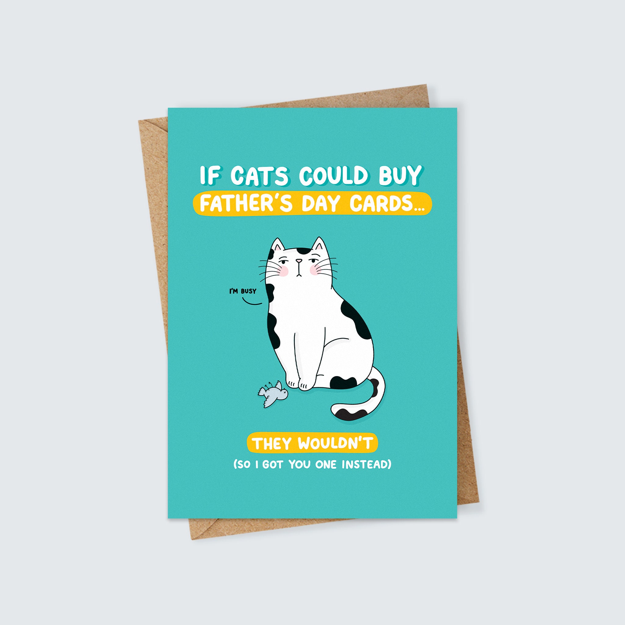 Personalised Funny Father's Day Cat Card for Dad Animal Etsy